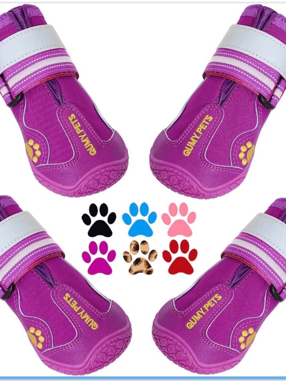 Purple Dog Boots with Reflective Strap Large Dog